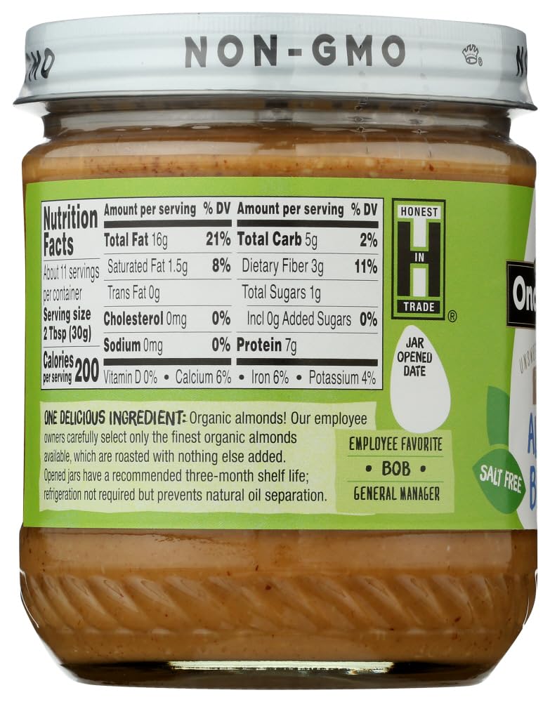 Organic Creamy Almond Butter – Unsweetened, 12 oz, 6 Pack