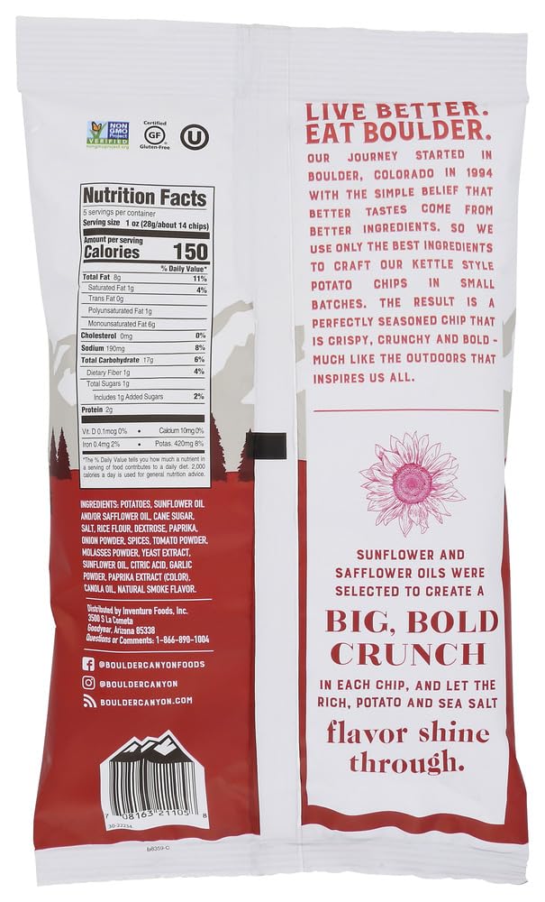 Boulder Canyon Hickory Bbq Potato Chips Gluten Free 48x 5 Oz