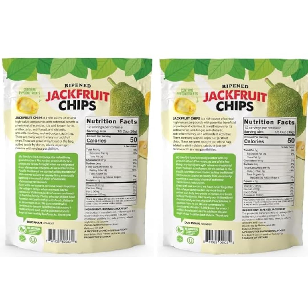 Organic Jackfruit Chips – No Sugar Added, 2 Pack