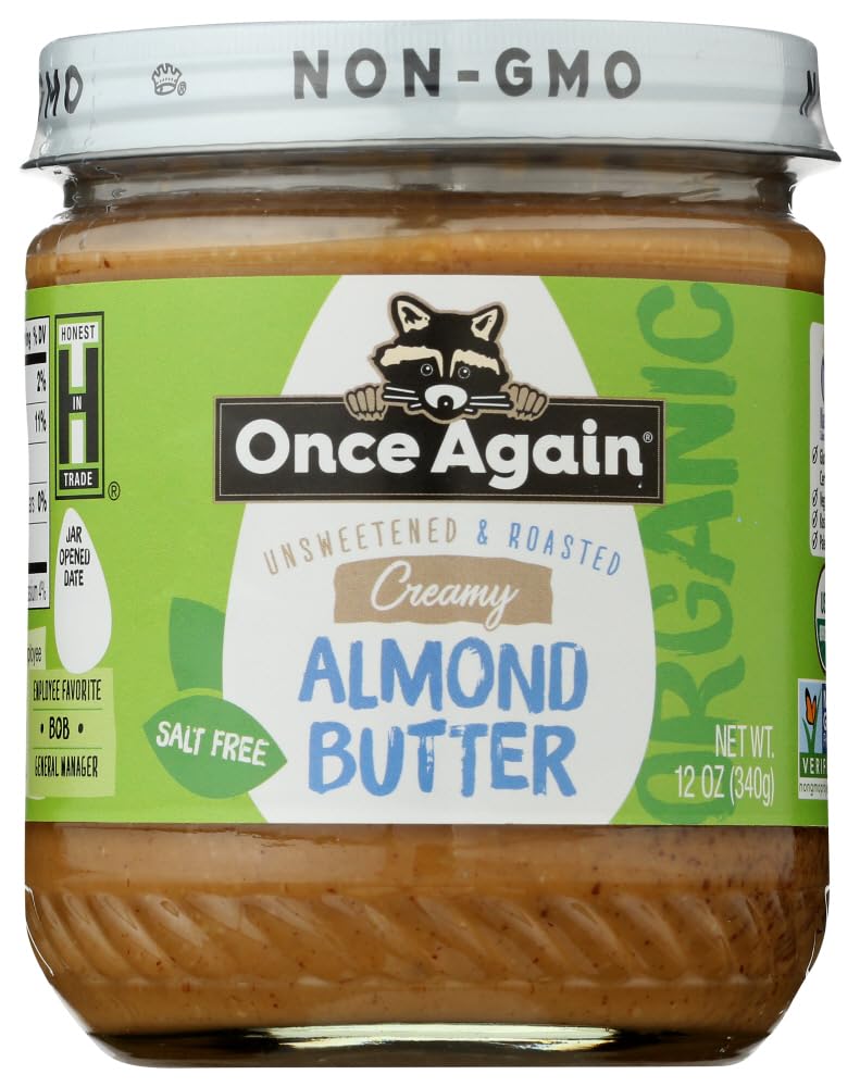 Organic Creamy Almond Butter – Unsweetened, 12 oz, 6 Pack