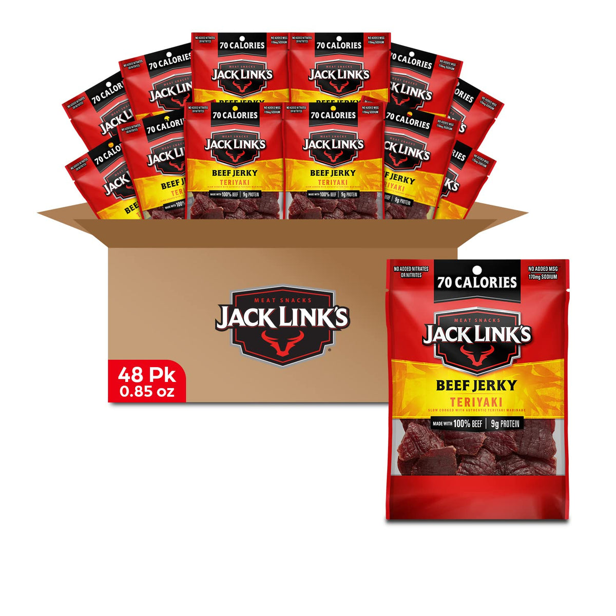 Teriyaki Beef Jerky – 9g Protein, 48 Pack