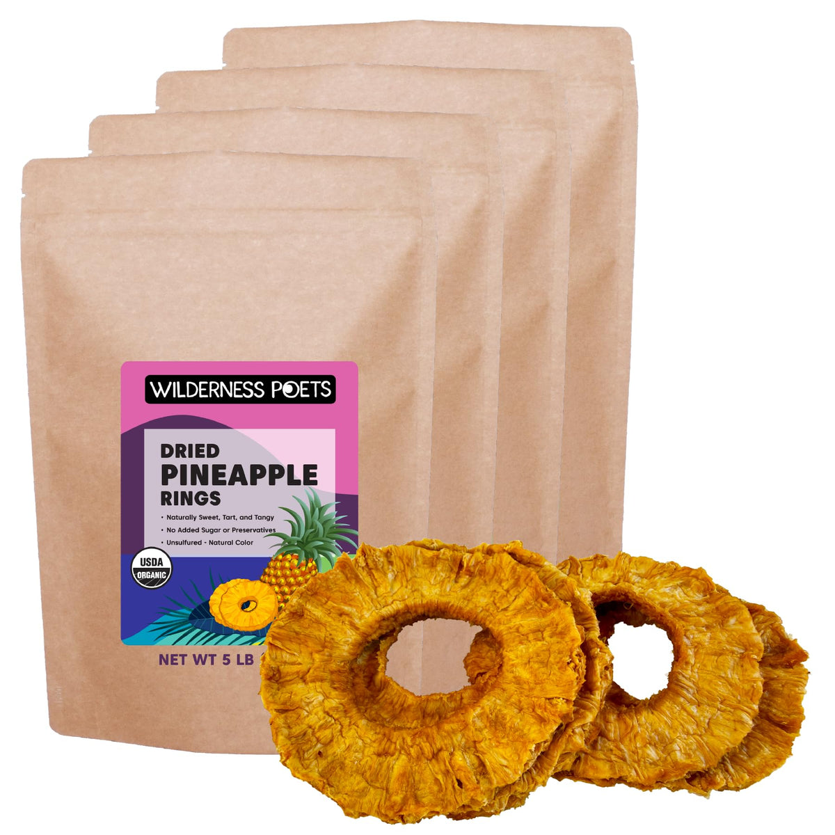 Organic Unsweetened Dried Pineapple Rings