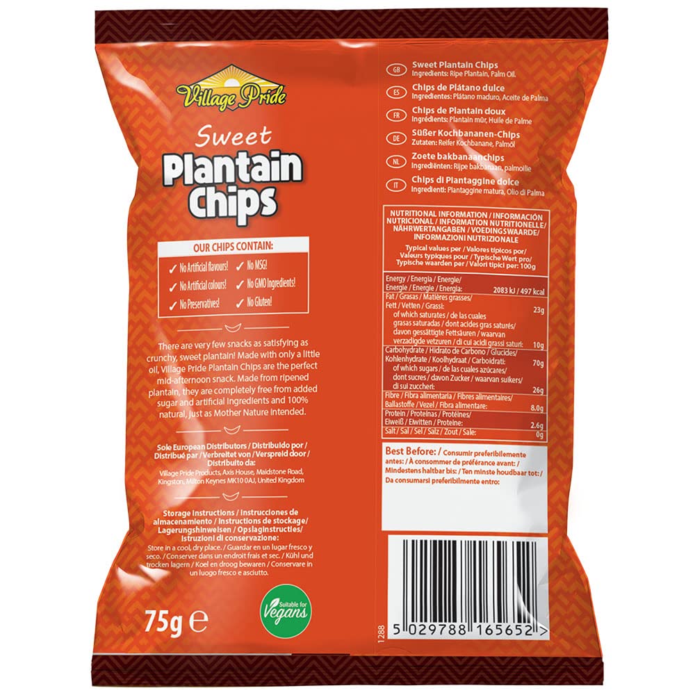 Village Pride Plantain Chips Sweet 75 g (Pack of 24)