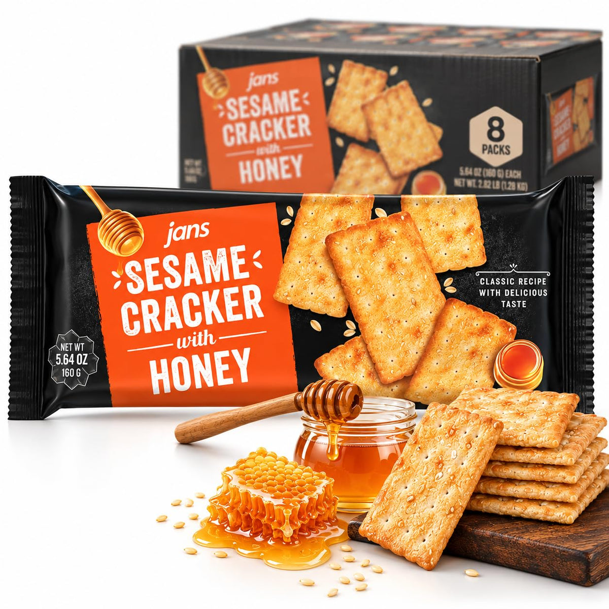 Jans Sesame Cracker with Honey 5.64 oz (Pack of 8)