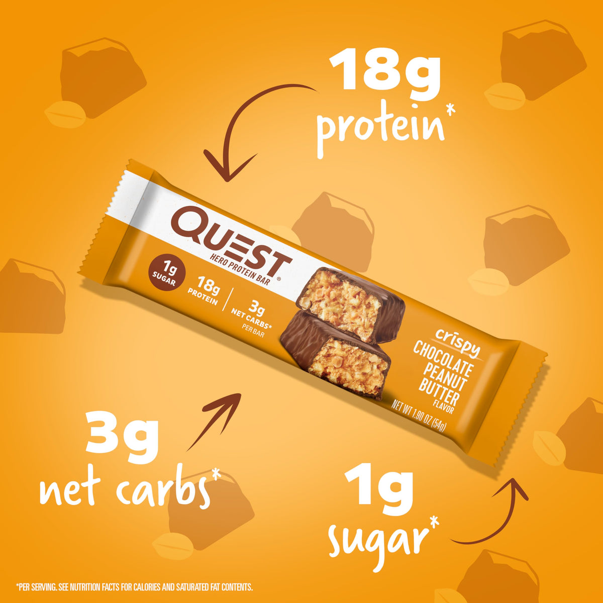 Crispy Chocolate Peanut Butter Protein Bars – 18g Protein, 12 Pack