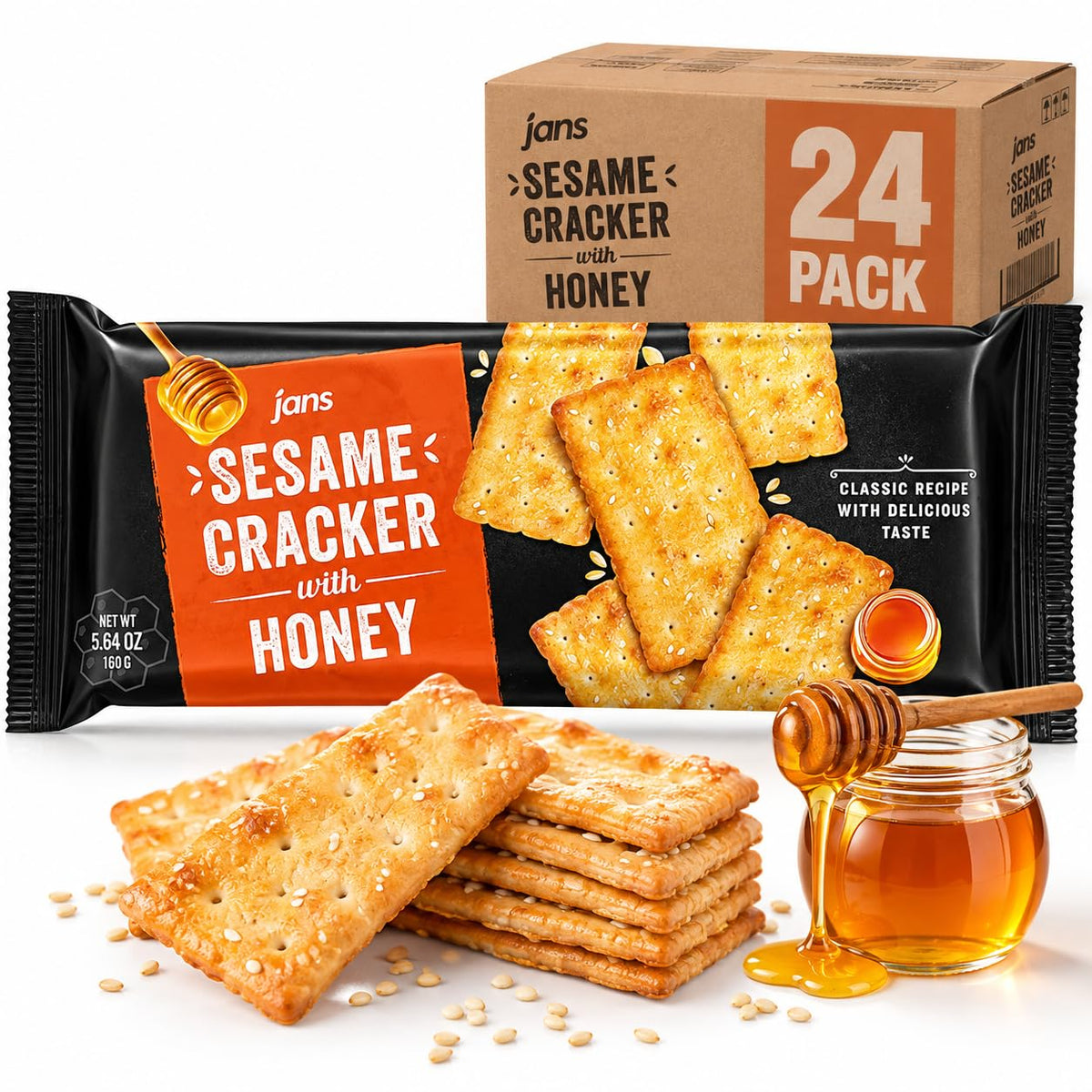 Jans Sesame Cracker with Honey 5.64 oz (Pack of 8)