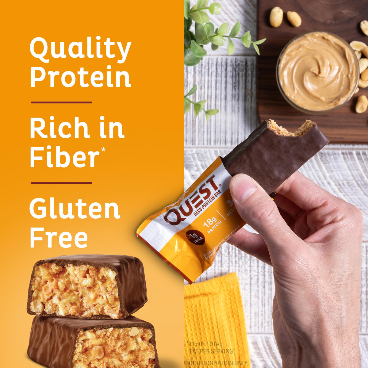 Crispy Chocolate Peanut Butter Protein Bars – 18g Protein, 12 Pack