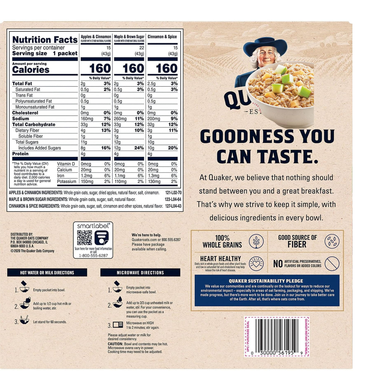 Instant Oatmeal Variety Pack, 1.51 Ounces, 52 Count