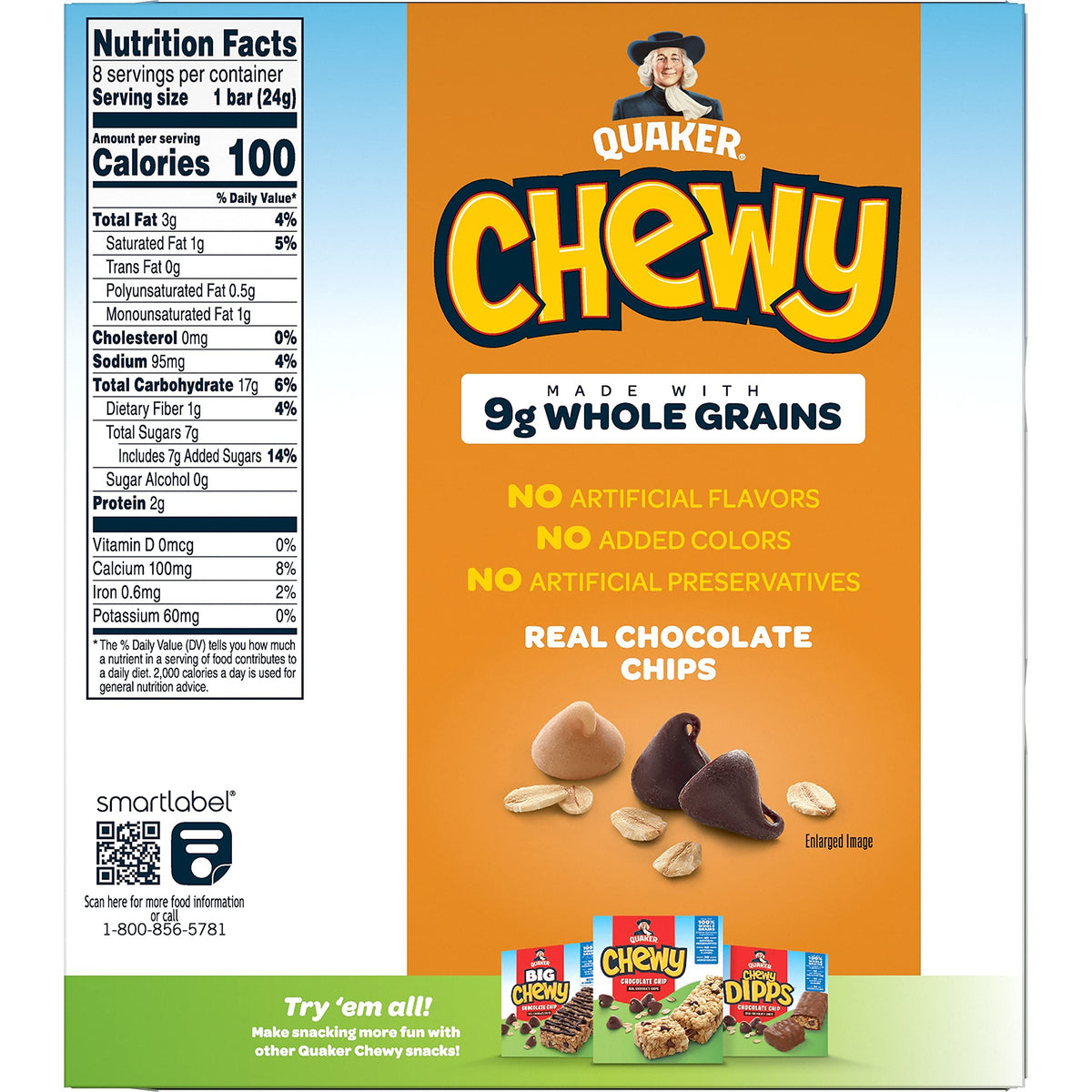 Peanut Butter Chocolate Chip Granola Bars – 8 Pack
