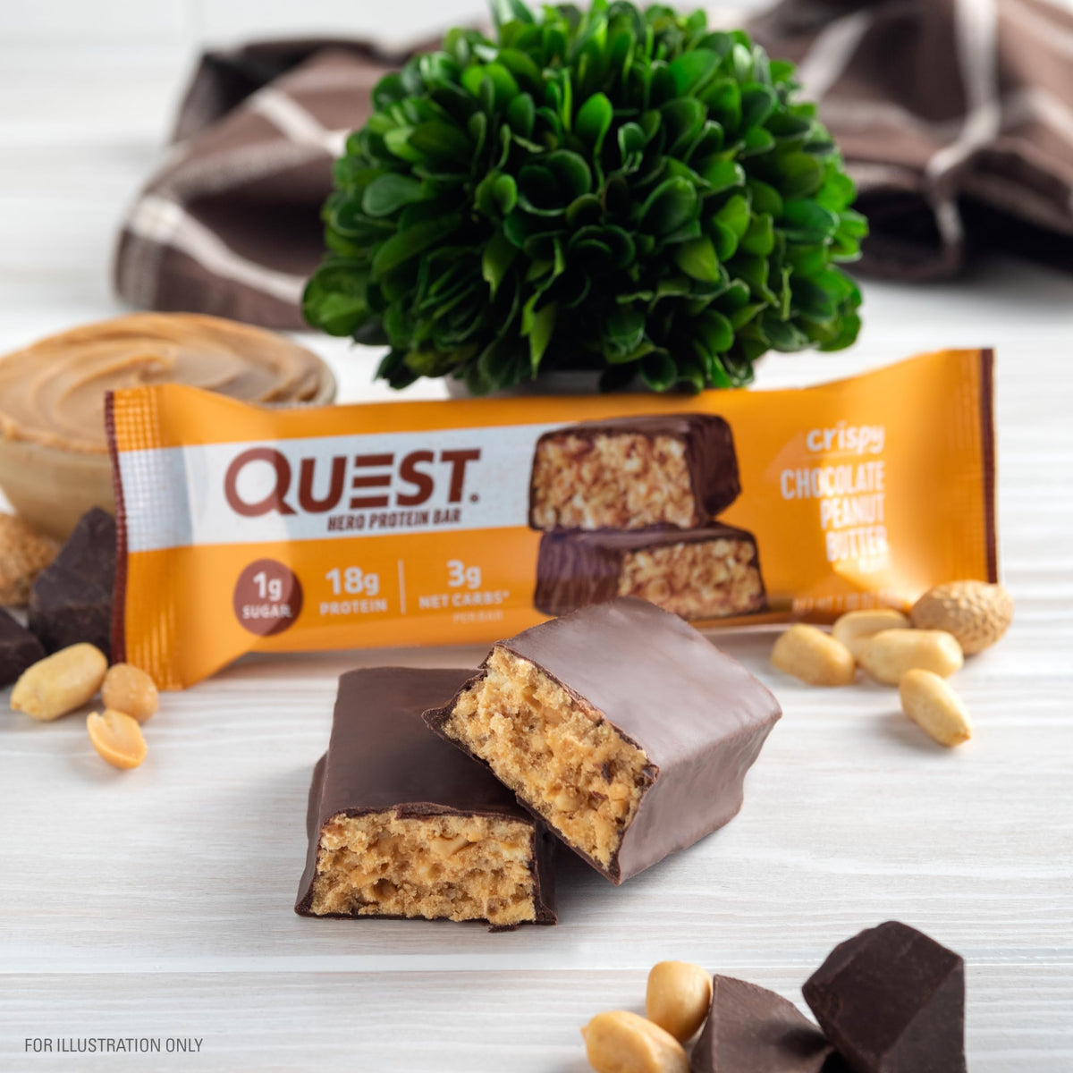 Crispy Chocolate Peanut Butter Protein Bars – 18g Protein, 12 Pack