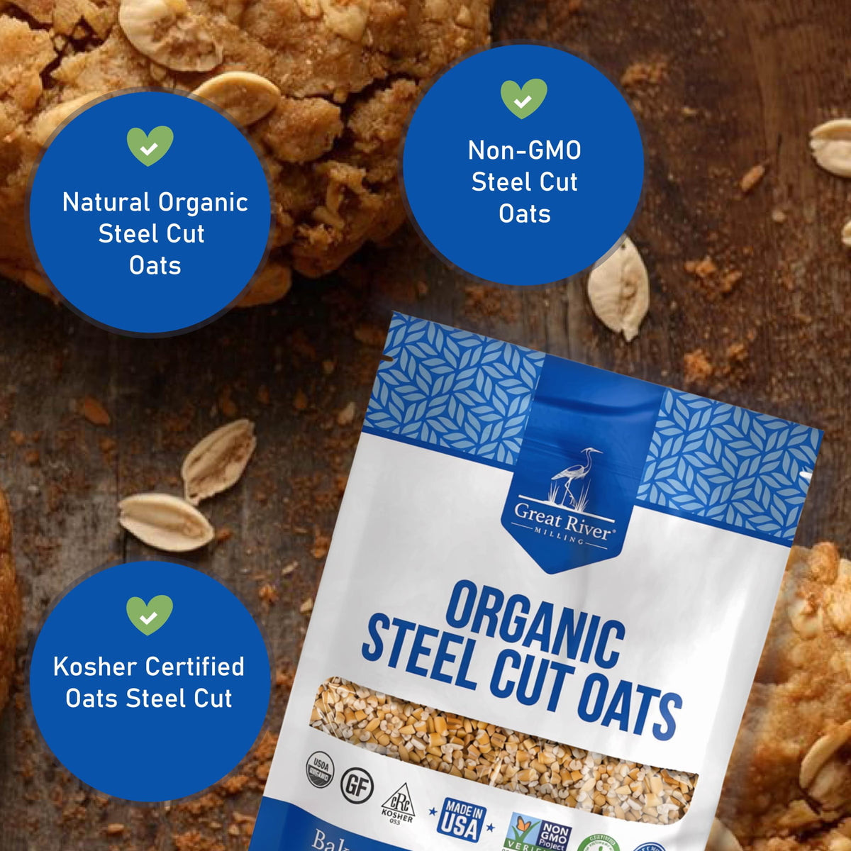 Great River Milling Organic Steel Cut Oats, Whole Grain