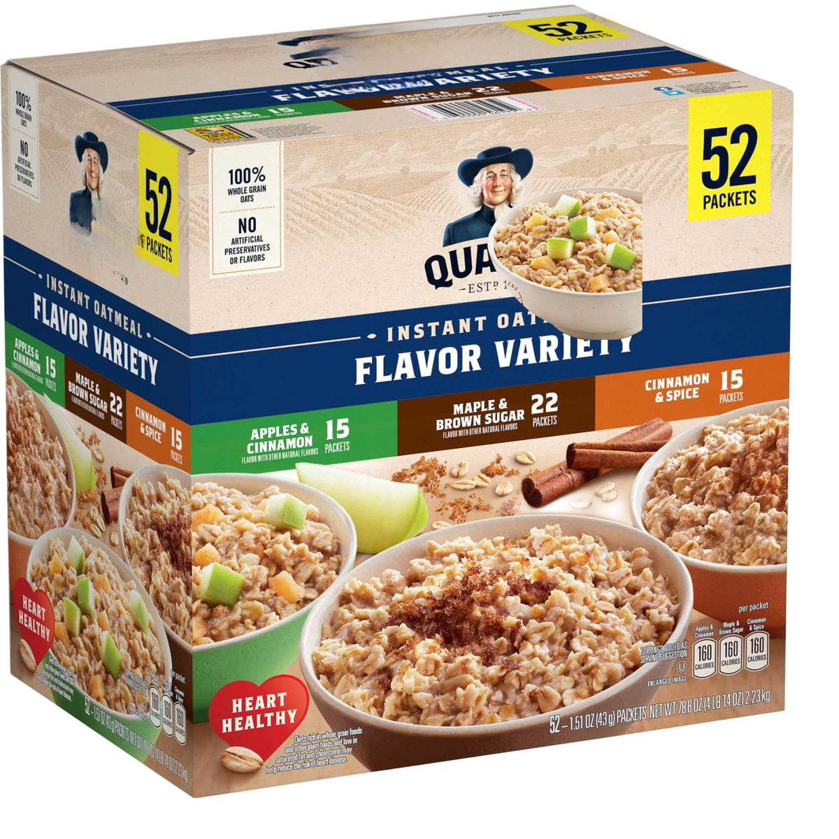 Instant Oatmeal Variety Pack, 1.51 Ounces, 52 Count