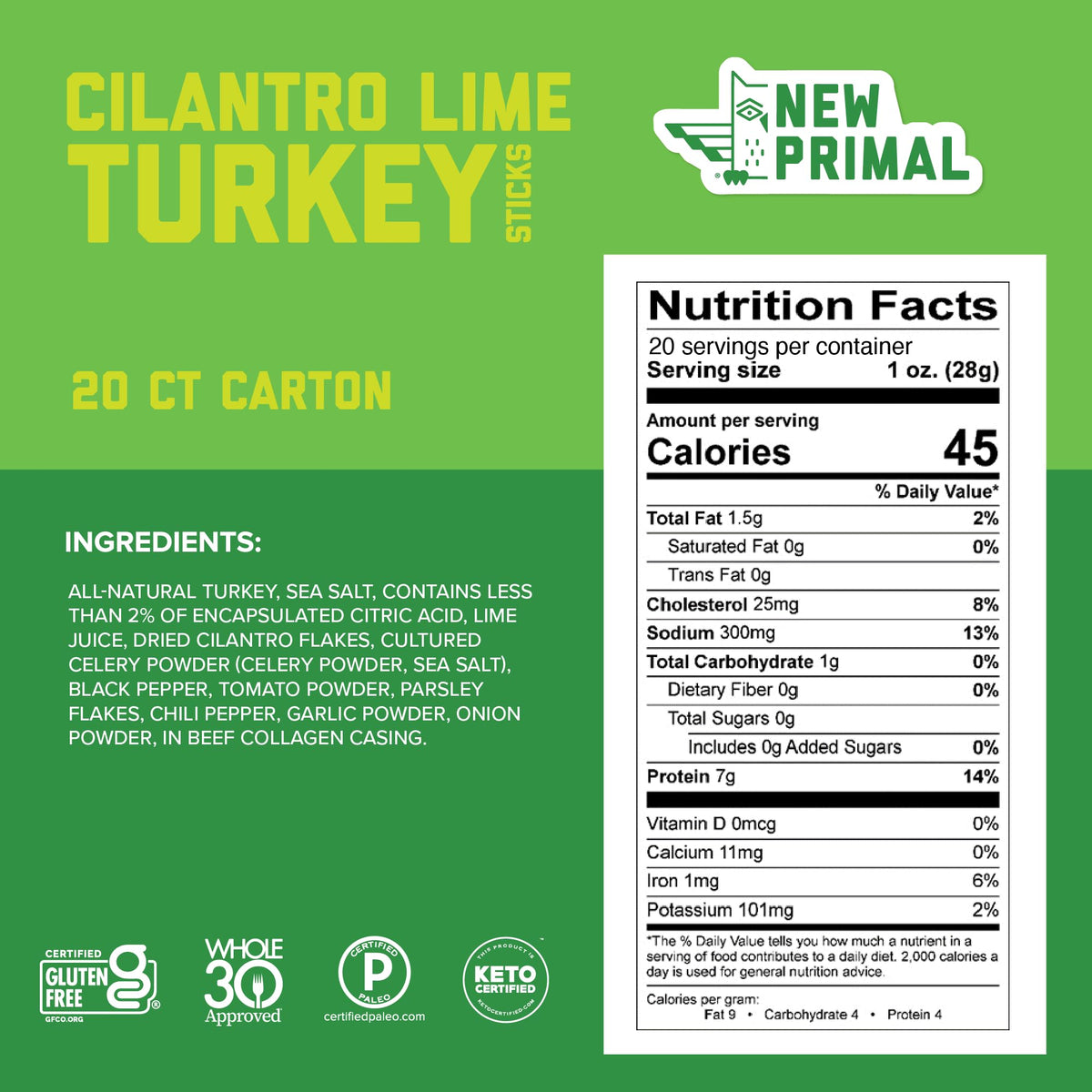 Turkey Meat Sticks – Lightly Peppered & Cilantro Lime
