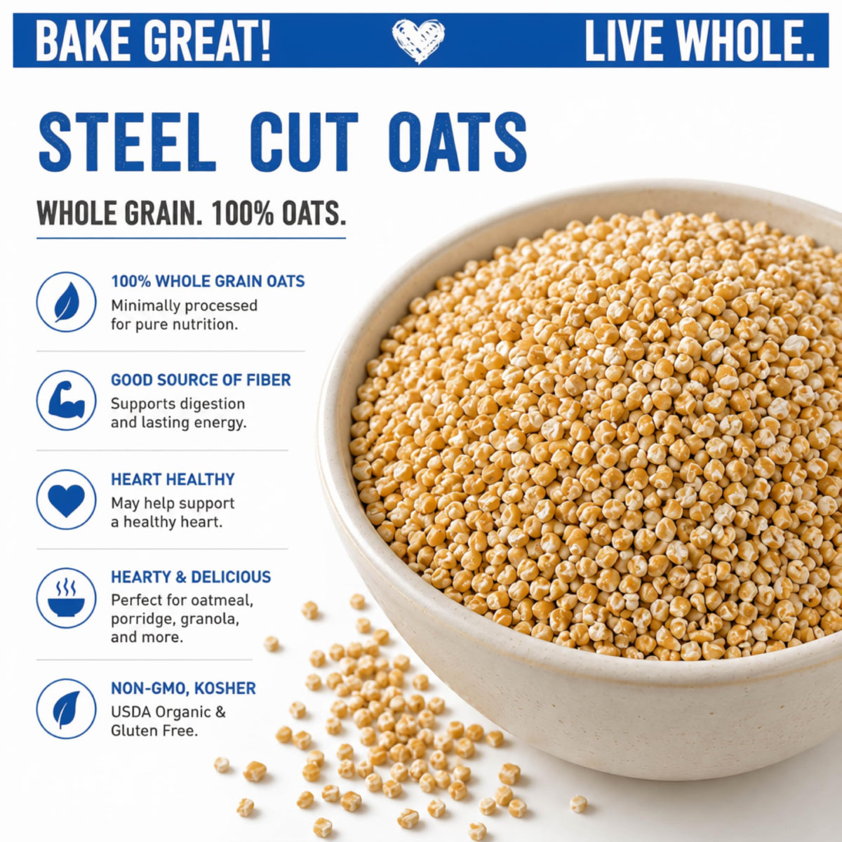 Great River Milling Organic Steel Cut Oats, Whole Grain