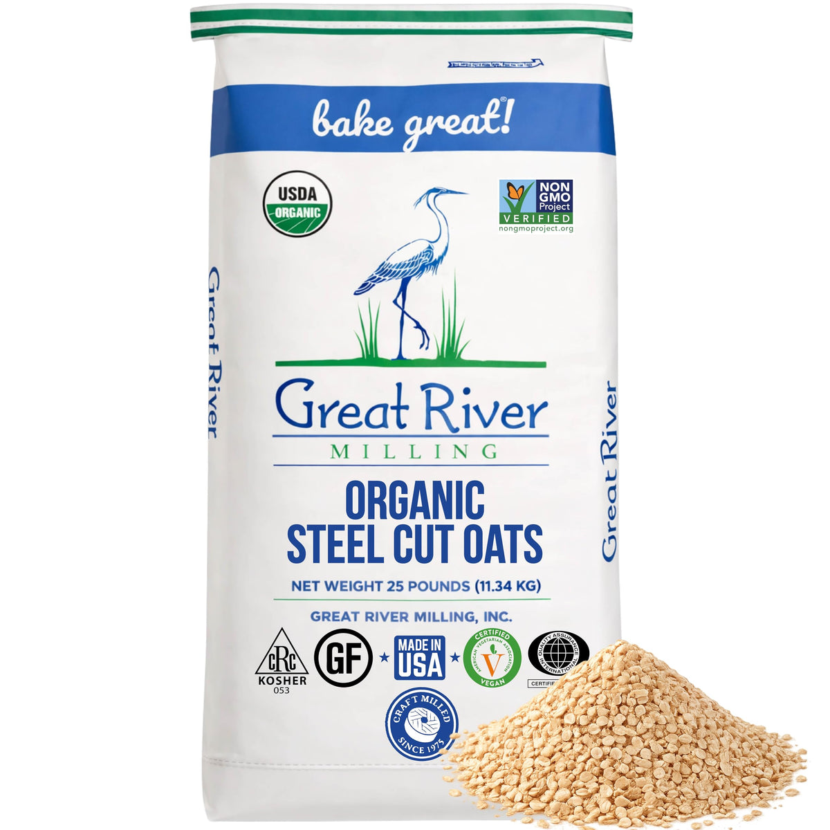 Great River Milling Organic Steel Cut Oats, Whole Grain