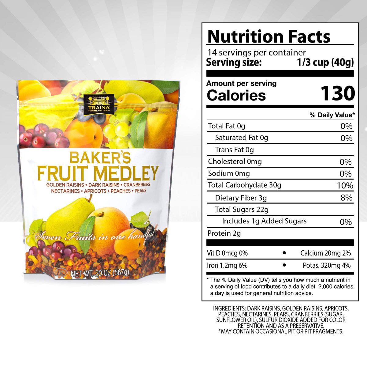 Sun-Dried Fruit – No Sugar Added, 20 oz