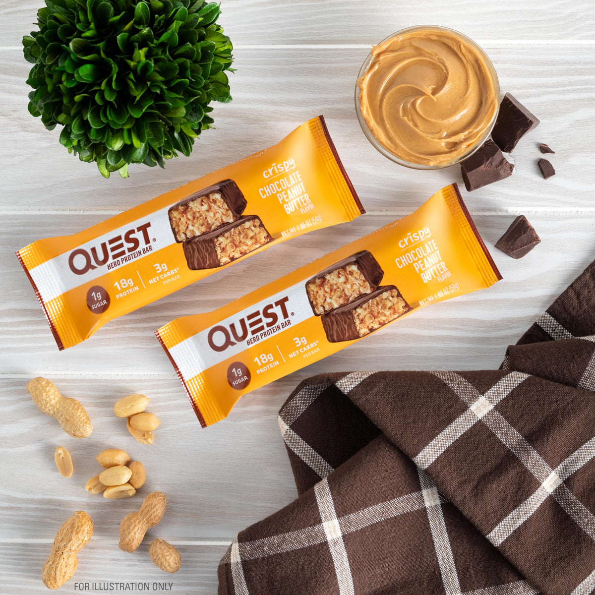 Crispy Chocolate Peanut Butter Protein Bars – 18g Protein, 12 Pack