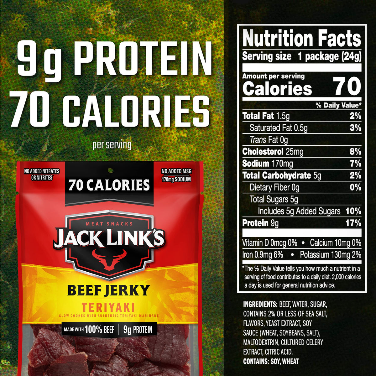 Teriyaki Beef Jerky – 9g Protein, 48 Pack