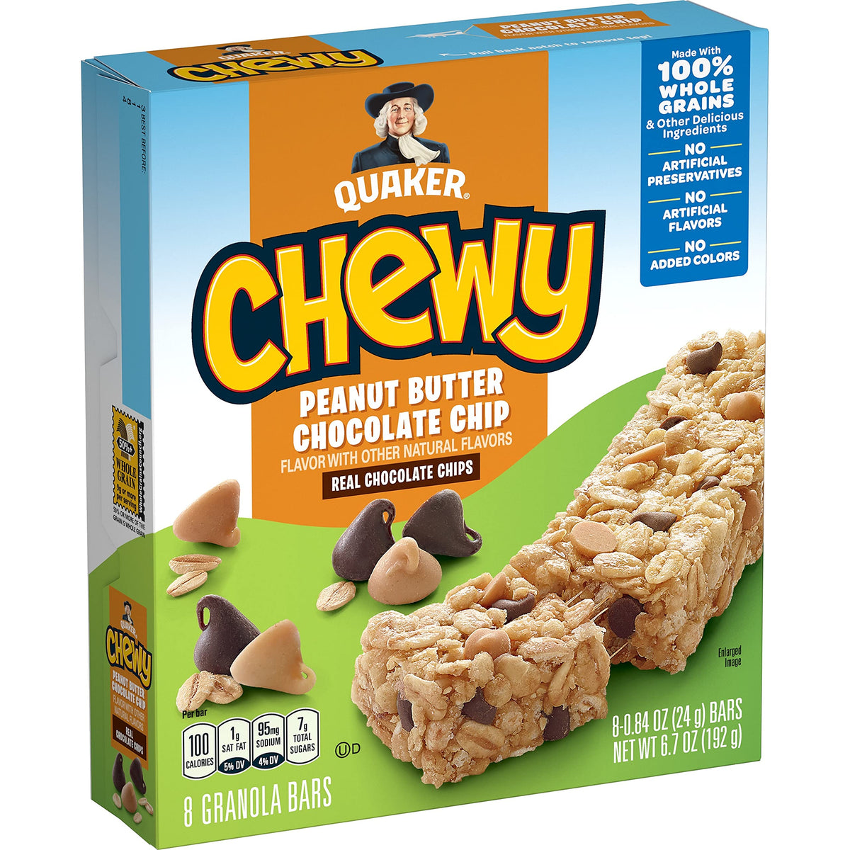 Peanut Butter Chocolate Chip Granola Bars – 8 Pack