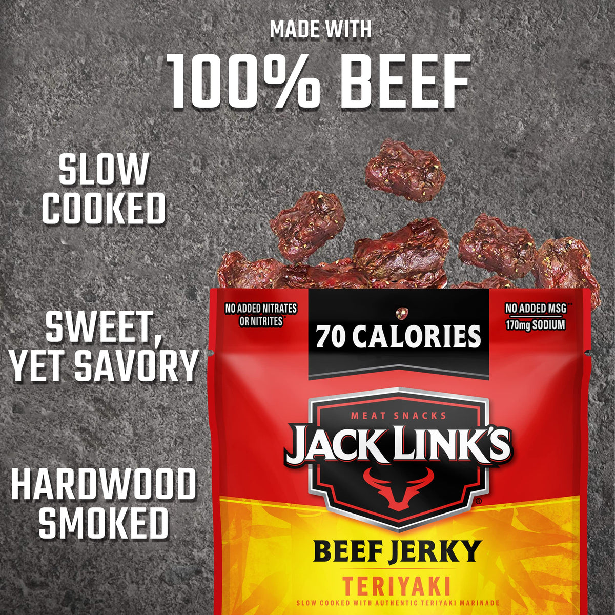 Teriyaki Beef Jerky – 9g Protein, 48 Pack